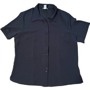 NEW/No Tags} Joanna Short Sleeve Button-Up Shirt, Black/Size XLG